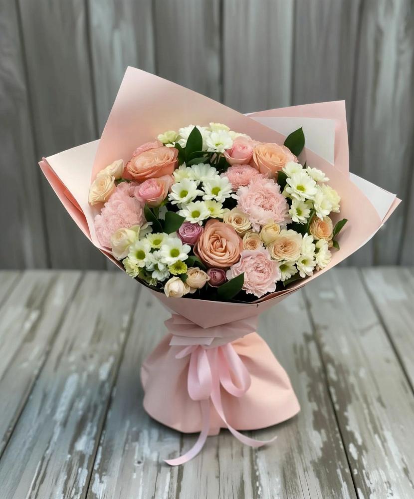 Букет цветов из: Гвоздики, Розы и Хризантемы в Старонижестеблиевской