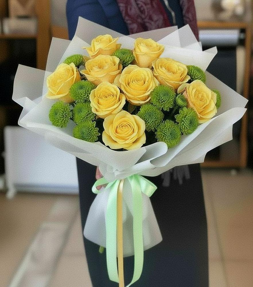 Букет цветов из: Хризантемы и Розы в Старонижестеблиевской