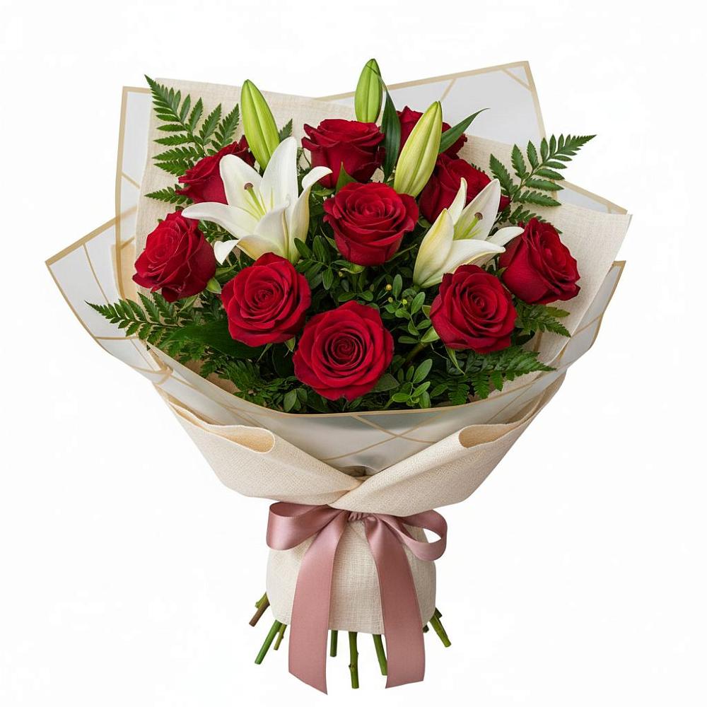 Букет цветов из: Лилии и Розы в Старонижестеблиевской