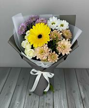 Букет цветов из:  Розы, Герберы и Хризантемы в Старонижестеблиевской