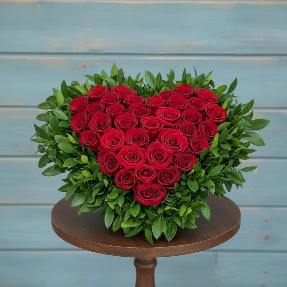 Цветочная композиция из Розы в виде сердца в Старонижестеблиевской