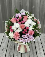 Букет цветов из:  Альстромерии, Гвоздики, Розы и Хризантемы #REPLACE_PRED# Старонижестеблиевской