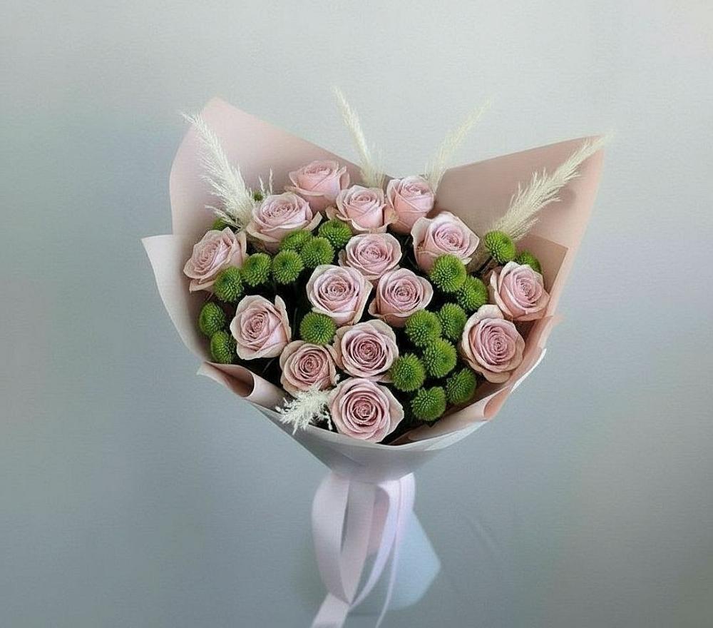 Букет цветов из: Розы и Хризантемы в Старонижестеблиевской