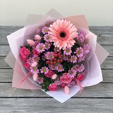 Букет цветов из:  Розы, Герберы и Хризантемы #REPLACE_PRED# Старонижестеблиевской