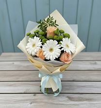 Букет цветов из:  Герберы, Розы и Хризантемы #REPLACE_PRED# Старонижестеблиевской