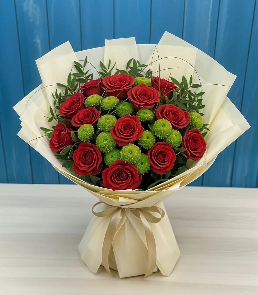 Букет цветов из: Розы и Хризантемы в Старонижестеблиевской