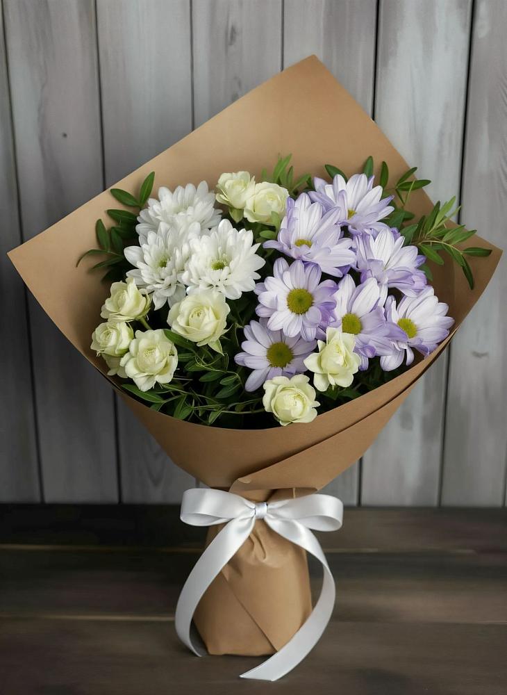 Букет цветов из: Хризантемы и Розы в Старонижестеблиевской